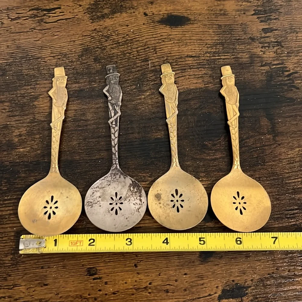 Vintage Metal Planters Mr. Peanut Gold and silver tone Advertising Spoons